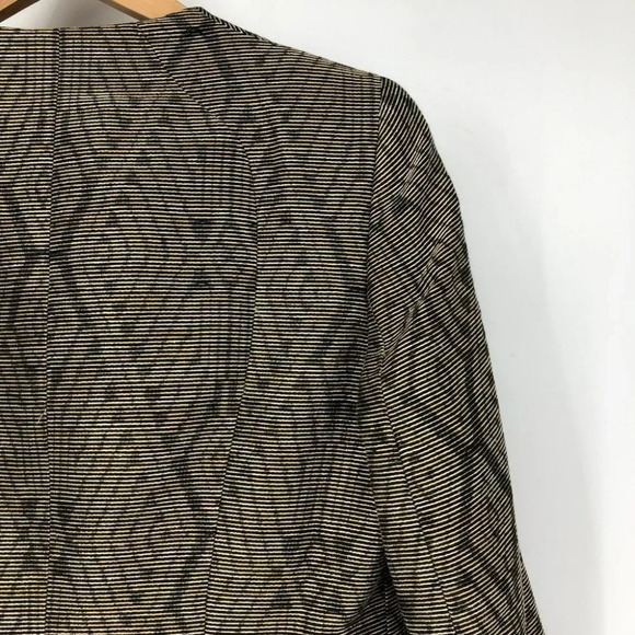 Lafayette 148 Bronze Black Metallic  Geometric print Ikat Jacket Zip Blazer 6 - Picture 14 of 16